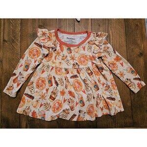 Showstopper Bamboo  Tunic Shirt Pumpkin Starbucks Fall 12-18m Ruffle